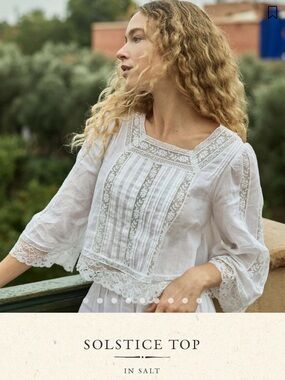 Doen Salt Lace-Trimmed Pintuck Peasant Blouse